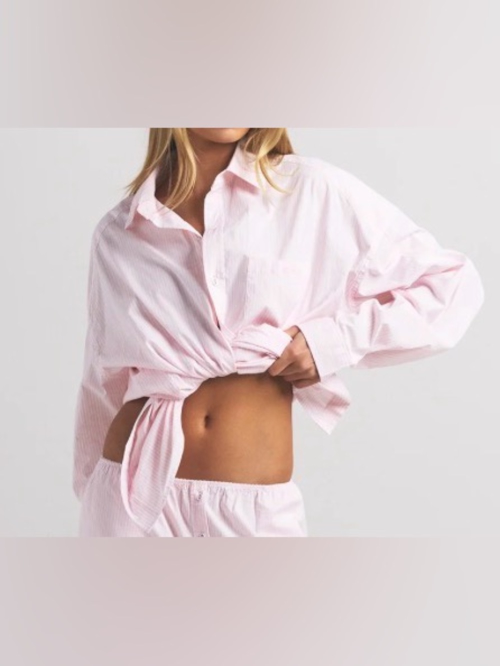 💕 SKIMS Cotton Poplin Button-Up Shirt | Baby Pink | M | NWT